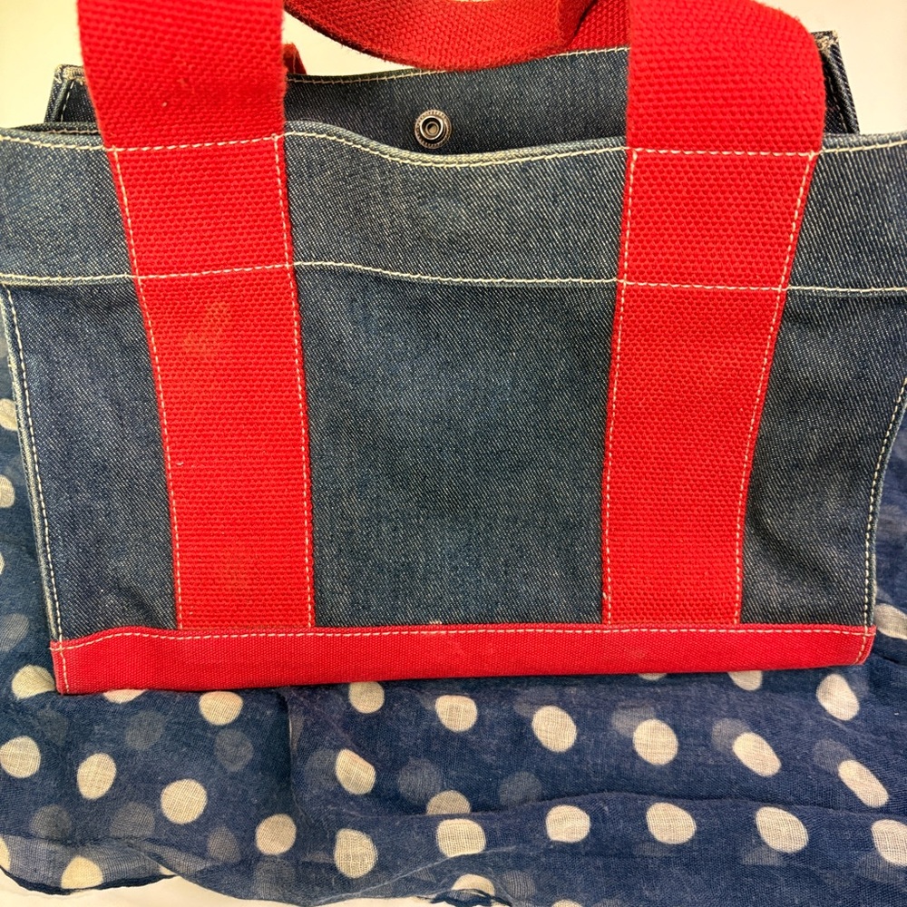 Old Navy Denim Tote with Red Accents